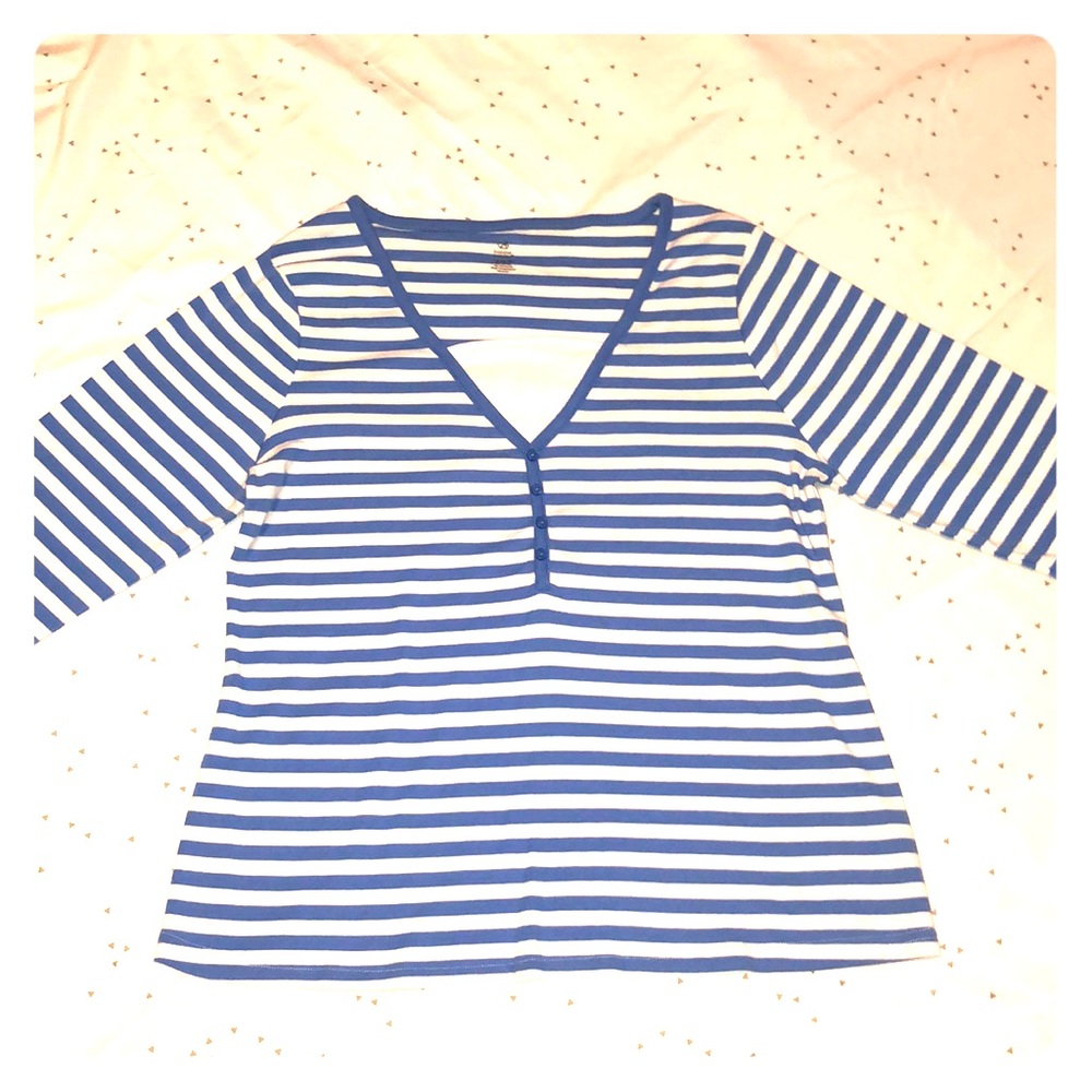 BOBBIE BROOKS LIGHT BLUE AND WHITE TOP